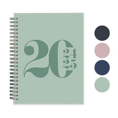 Rileys 18-Monate Akademischer Wochenplaner 2024-2025 Typografischer Wochen- & Monatsplaner, flexibler Einband, Notizseiten, Doppeldrahtbindung 20 x 15 cm (Grün, Deutsch)