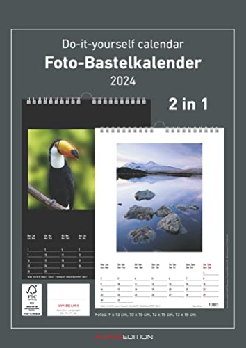 Foto-Bastelkalender 2024 - 2 in 1: schwarz und weiss - 21 x 29,7 - Do it yourself calendar A4 - datiert - Foto-Kalender - Alpha Edition