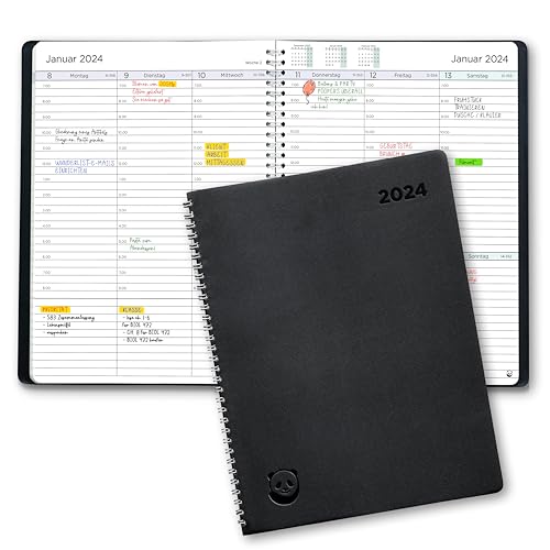 Terminplaner 2024 A4 von Smart Panda – Wochenplaner A4, Kalender 2024 – Softcover Tagebuch, 30 Minuten-Intervalle – Terminkalender, Planer 2024 – auf Deutsch
