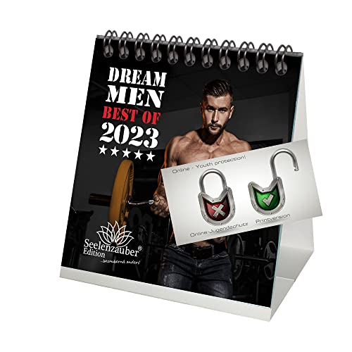 Sexy Dream Men Tischkalender für 2023 Format 10cm x 10cm Erotik Männer Mann - Geschenkset Inhalt: 1x Kalender, 1x Weihnachtskarte (insgesamt 2 Teile)
