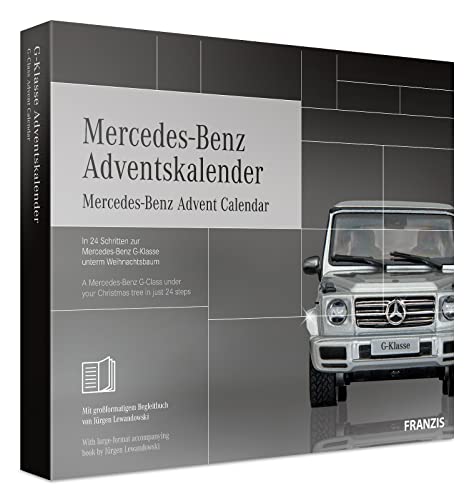 FRANZIS 67052 - Mercedes Benz G-Klasse Adventskalender 2019, Modellbausatz im Maßstab 1:43, inkl. Soundmodul und 56-seitigem Begleitbuch
