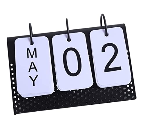 Habrur 2023 Kalender Tischkalender Ewiger Vintage-Tischkalender 2023 aus Metall, Tischkalender, Ornamente für Zuhause, Büro, Hochzeit, Schreibtischzubehör (Color : Noir, Size : 16.5 * 7.5 * 10cm)