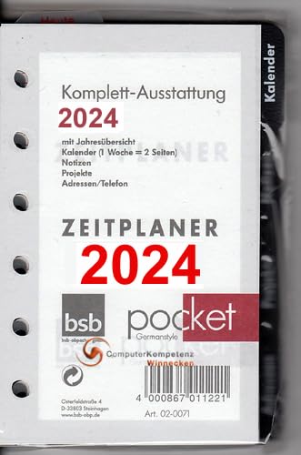 bsb A7 Pocket Komplettausstattung 2020 1Woche=2Seiten 7,8x12,8cm handelsübliche Lochung