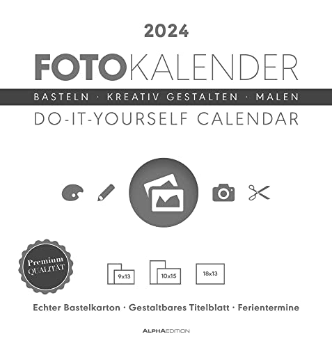 Foto-Bastelkalender weiß 2024 - Do it yourself calendar 21x22 cm - datiert - Kreativkalender - Foto-Kalender - Alpha Edition