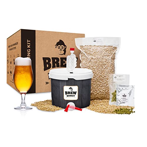 Brew Monkey® Bierbrauset Helles | Basic Set 5 Liter Bier | 6,4% Vol. | Bier Brauen Set | Männergeschenke | Bier Geschenke für Männer | Geschenke für Papa