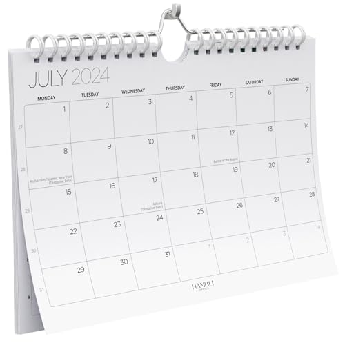 Wandkalender 2024/25-18 Monate UK-Planer – Monatsansicht jetzt bis Dezember 2025 – A4 Querformat, minimalistisch, schwarz und weiß