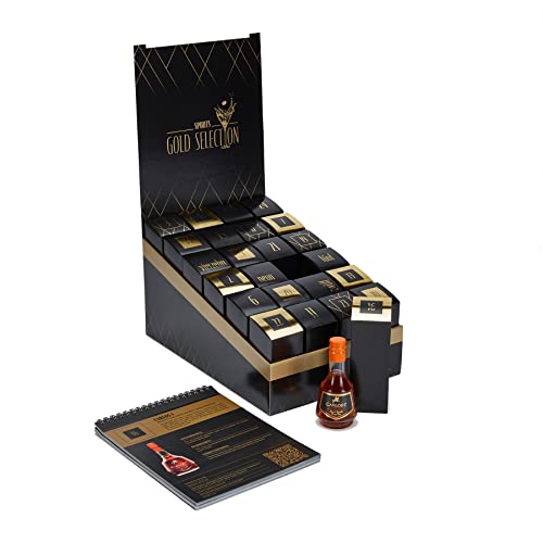 Premium Spirituosen Tasting Box | Whisky, Gin, Rum, Likör | 2023 | 24 Miniaturflaschen inklusive Booklet mit Verkostungsnotizen und Cocktailrezepten