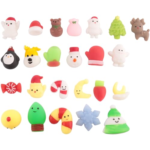 MSCHENZW Adventskalender 2023, Weihnachts-Countdown-Kalender, Spielzeug, 24 Verschiedene Süße Mochi-Tiere, Squishy-Spielzeug für Kinder, Einfach zu Bedienen