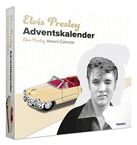 FRANZIS 55120 - Elvis Presley Adventskalender, Cadillac Eldorado Metallmodell im Maßstab 1:37, inkl. Soundmodul und 52-seitigem Begleitbuch