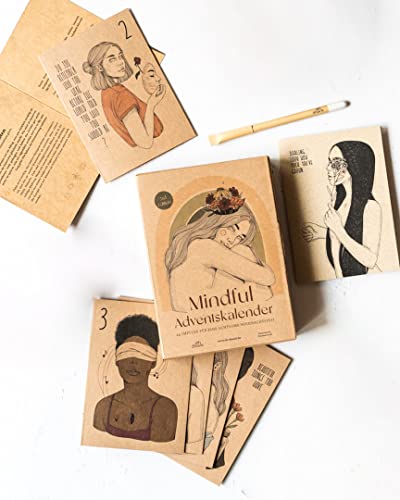 VEGAN BOX® Adventskalender Mindful Edition 3 (2022) | Set Aus Journal Kugelschreiber & 24 Karten mit Achtsamkeit-Impulsen | Adventskalender für Entspannung & Selbstfürsorge
