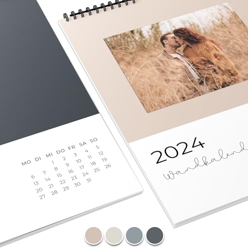 Fotokalender 2024 zum selbstgestalten (Bastelkalender 2024 im A4 Format) - DIY Kalender zum selber gestalten von Januar bis Dezember mit Ferienübersicht - Ideal als Geschenk - Coziness