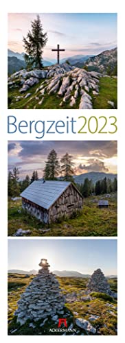 Bergzeit Kalender 2023, Wandkalender im Hochformat (24x66 cm) - Triplet-Landschaftskalender mit Alpen und Bergen für Berg-Fans & Wanderer