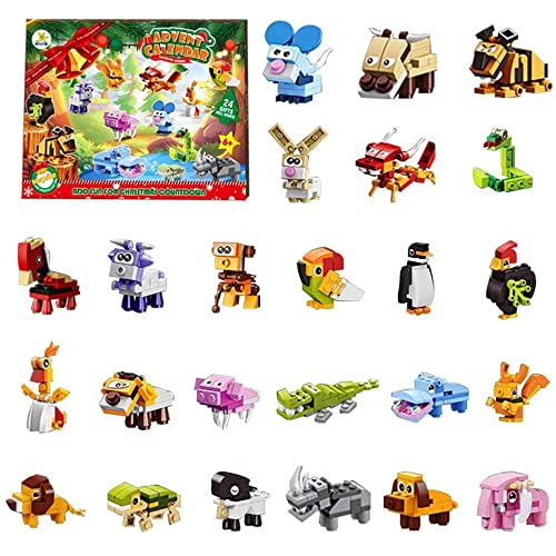 KYLI Adventskalender 2022, 24 Tiere Klemmbausteine für Lego Adventskalender 2022, 24 Kleines Tiere und 2 Groß Lord Tiere Modell Bausatz Spiel Weihnachtskalender für Kinder