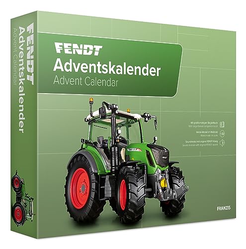 FRANZIS 67208 - Fendt Adventskalender, Modellbausatz des Fendt Vario 313 Traktor im Maßstab 1:32, inkl. Soundmodul und 52-seitigem Begleitbuch