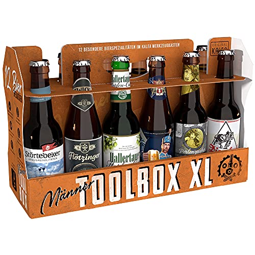KALEA Toolbox XL | 12 Biere von Privatbrauereien aus Deutschland |Biergeschenk im Werkzeugkasten-Format | Geschenk für Männer und Frauen,