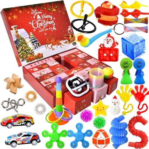 Adventskalender 2024 Kinder, 24Days Weihnachts Countdown Kalender Fidget Spielzeug Geschenk für Jungen