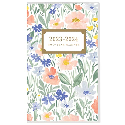 Graphique 2 Jahre Taschenplaner | 29 Monate Organizer, Aug. 2022 - Dez. 2024 | Monatskalender & Notizen Spreads | Markierte Feiertage | Happy Floral | 9,5 x 15,2 cm