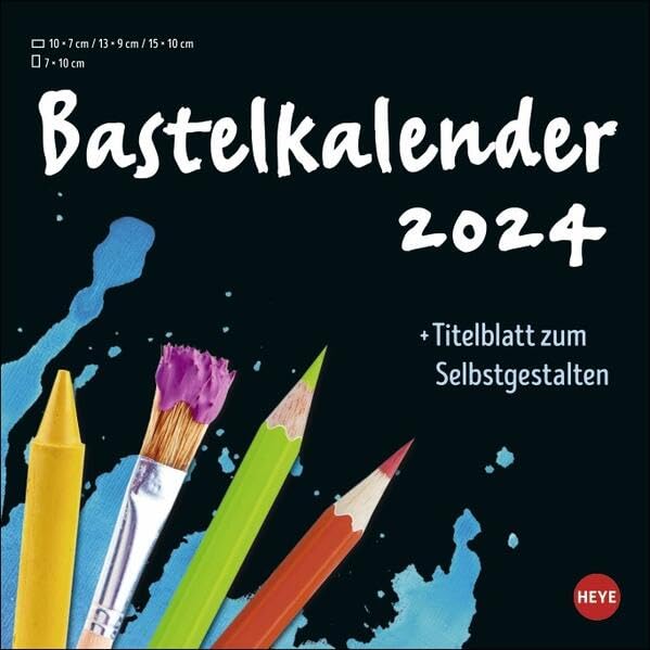 Bastelkalender 2024 schwarz klein. Blanko-Kalender zum Basteln und Verschenken mit extra Titelblatt für eine persönliche Gestaltung. Foto- und Bastelkalender 2024. Quadratisch 17 x 17 cm.