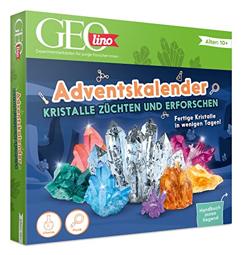 FRANZIS 67186 - GEOlino Adventskalender Kristalle züchten und erforschen, fertige Kristalle in 24 Tagen, zum Experimentieren, Erforschen und Entdecken, für Kinder ab 10 Jahren