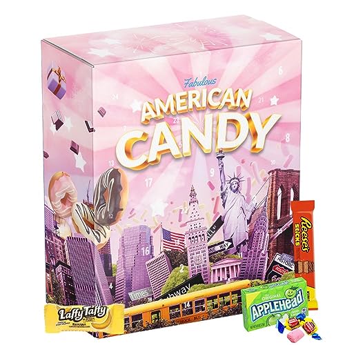 USA Sweets Adventskalender 2023 mit 24 amerikanischen Süßigkeiten I Geschenkidee USA Süßigkeiten