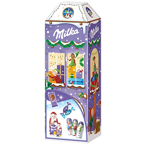 Milka 3D Haus Adventskalender 1 x 229g, Weihnachtskalender mit vielen Milka Leckereien