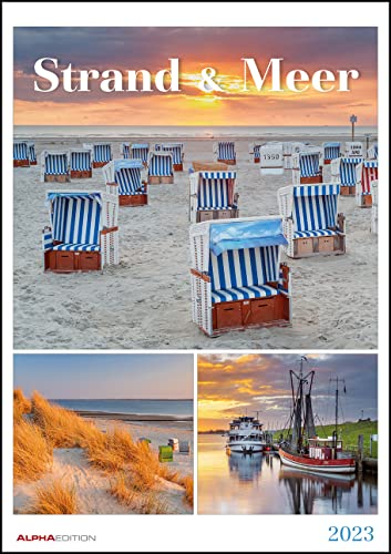 Strand & Meer 2023 - Bildkalender A3 (29,7x42 cm) - mit Feiertagen - Triplets - drei Bilder pro Monat - Naturkalender - Wandplaner - Wandkalender
