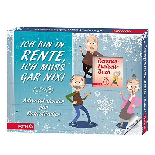 ROTH Rentner Freizeit-Adventskalender 2023 gefüllt mit Buch und 24 kleinen Aufmerksamkeiten für die Vorweihnachtszeit