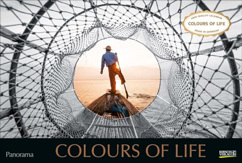 Colours of Life 2024: Großer Foto-Wandkalender mit farbigen schwarz weiß Bildern. Edler schwarzer Hintergrund. PhotoArt Panorama Querformat: 58x39 cm.