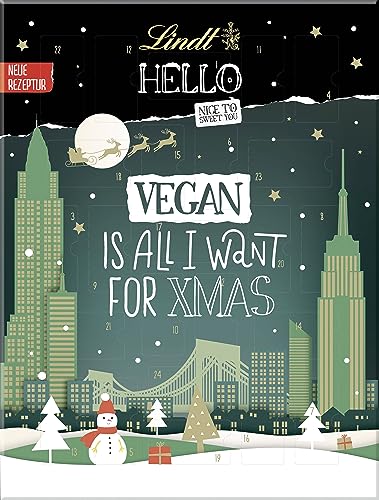 Lindt Schokolade HELLO Adventskalender vegan 2023 | 228 g | Adventskalender mit 24 veganen Überraschungen auf Haferdrink Basis | Schokolade mit Hafer Drink für die Weihnachtszeit