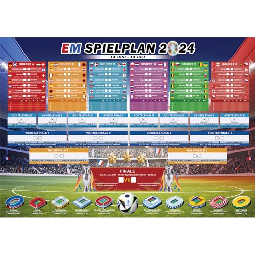 EM Spielplan 2024 Poster, EM Planer für Euro Dekoration 2024, A2 Format 0fficiαI Euro EM Fussball Planer - Spielplan Europameisterschaft 2024,Geschenke für Fußballfans (42cm x 59cm)