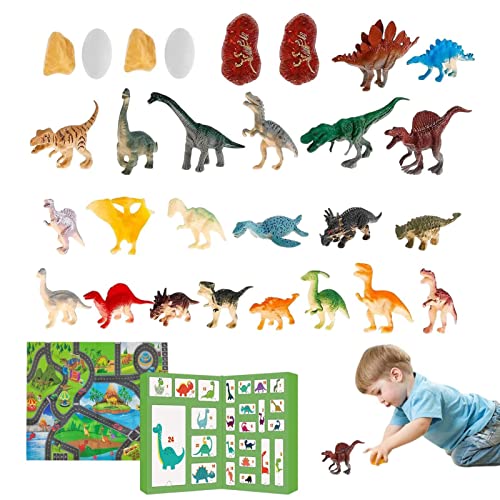 Jomewory Adventskalender 24 Tage Dinosaurier Countdown Kalender Sammlung Set Adventskalender Dinosaurier Figur Dinosaurier Spielzeug Figur Raumdekor für Jungen Mädchen über 3 Jahre alt