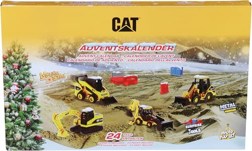 Carrera - 37085970 - Carrera RC Adventskalender I Original CAT Lizenz I Metall Diecast Fahrzeuge I Motion Sand I Zubehör zum Spielen & weitere Überraschungen I Vorfreude für Baustellen-Fans