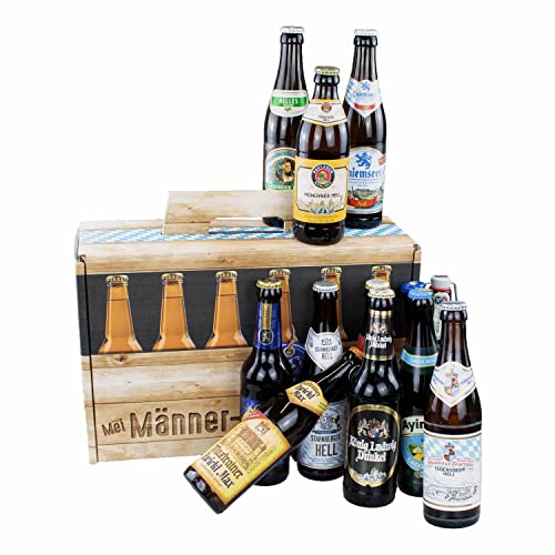 Bavariashop Bier-Geschenk 'Männer-Handtasche' • 12 verschiedene bayrische Biersorten in der Bierbox als Probierset • Bier-Tasting-Set für Männer