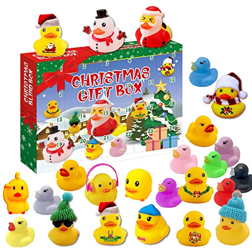 beixI Weihnachts Adventskalender 2022 Kleines gelbes Enten-Weihnachts-Adventsspielzeug Weihnachts-Danksagungs-
