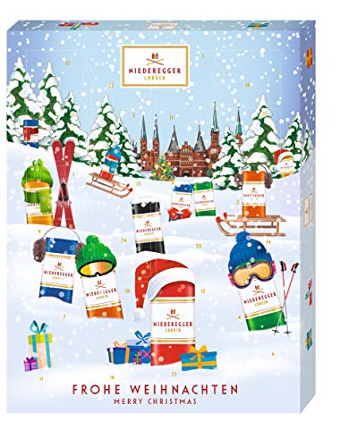 Niederegger Adventskalender Winter-Klassiker, modernes Design, gefüllt mit Niederegger Marzipan, 1er Pack (1 x 300 g)