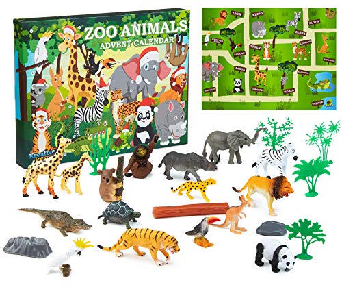 KreativeKraft Adventskalender 2022 Kinder Jungen und Mädchen Tiere Spielzeug Weihnachtskalender Kinder (Mehrfarbig Zoo Animals)