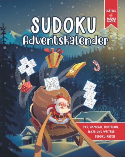 Sudoku Adventskalender für Erwachsene: Weihnachtskalender 2022 mit verschiedenen Sudoku Rätseln von leicht bis schwer für Männer & Frauen