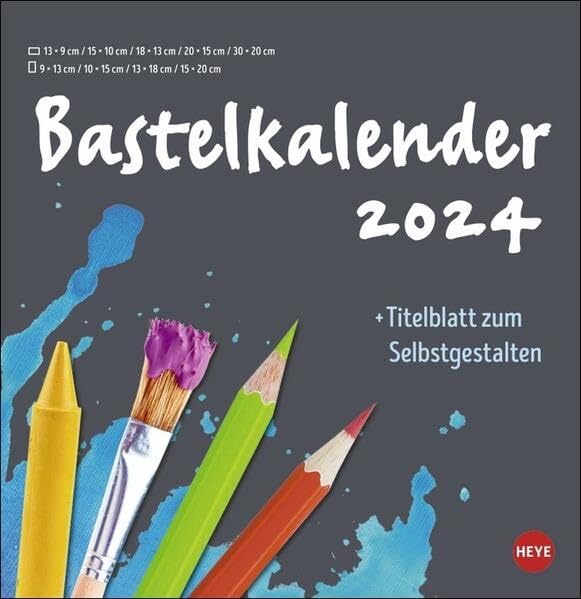 Bastelkalender 2024 anthrazit groß. Blanko-Kalender zum Basteln und selbst gestalten mit extra Titelblatt für eine persönliche Gestaltung. Foto- und Bastelkalender 2024. Format 32 x 33 cm.