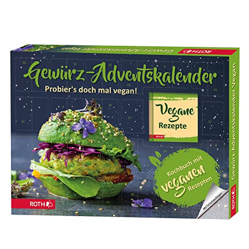 ROTH Gewürz-Adventskalender 'Vegane Rezepte' 2022 gefüllt mit 24 hochwertigen Kräutern und Kochbuch mit veganen Kochideen für den Advent