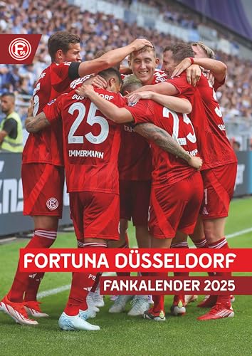 N NEUMANNVERLAGE - Fortuna Düsseldorf 2025 Wandkalender, 29,7x42cm, Fußball-Kalender mit Motiven der Stars, Fan-Kalender mit Fußball-Highlights, Spiralbindung und deutsches Kalendarium