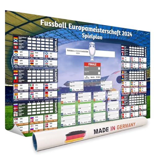 CoolChange XXL Fußball EM Poster | 100x60cm | Spielplan Europameisterschaft 2024 Germany | gerollt, zum selbst eintragen, Fanartikel