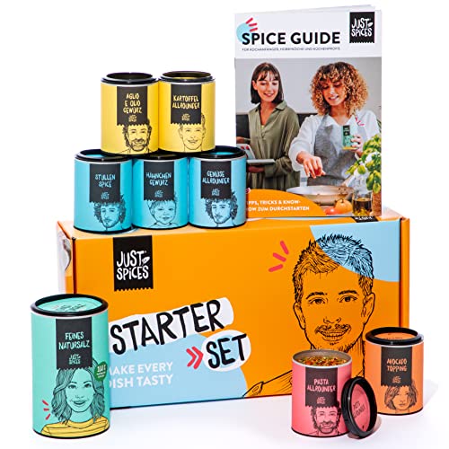 Just Spices Starter Set mit Spice Guide I Große Box mit 8 Gewürzen und Heft mit Anleitung, Tipps und Inspiration I Als Geschenk oder zum selber Genießen (Pappbox)