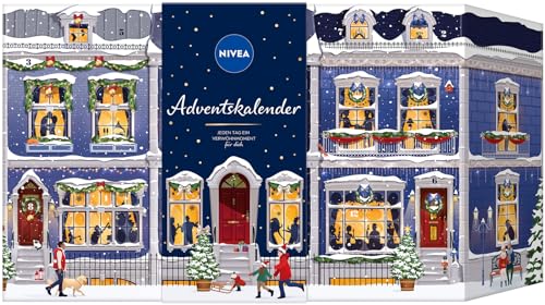 NIVEA Adventskalender 2022 für 24 einzigartige Verwöhnmomente, Weihnachtskalender mit ausgewählten Pflegeprodukten & Accessoires, Pflegeset für die Adventszeit, Blau, 916.0 milliliters