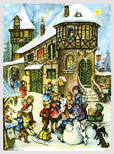 Nostalgischer Adventskalender / Weihnachtskalender mit Bildern Glimmer für Kinder und Erwachsene 'Freude im Schnee'