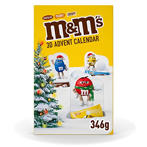 M&M'S Adventskalender 2023, 3D Pop-Up Weihnachtskalender mit Schokolade, 346g