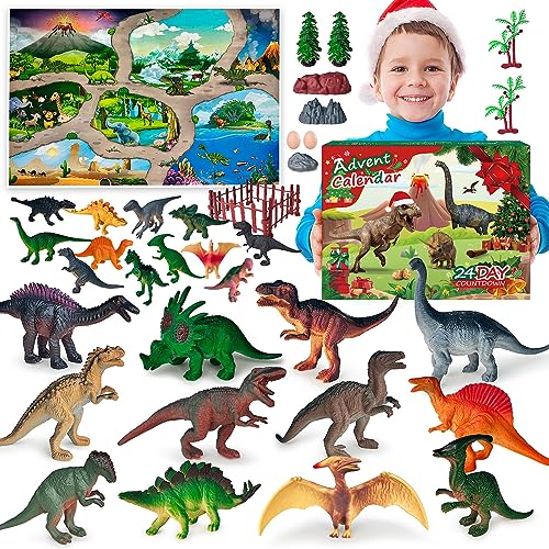 Adventskalender 2023 Kinder, Dinosaurier Spielzeug ab 3-12 Jahre Junge Geschenke für Kinder Adventskalender Weihnachtsgeschenke Adventskalender für Jungen Kinder Mitgebsel Kindergeburtstag 3-9 Jahre