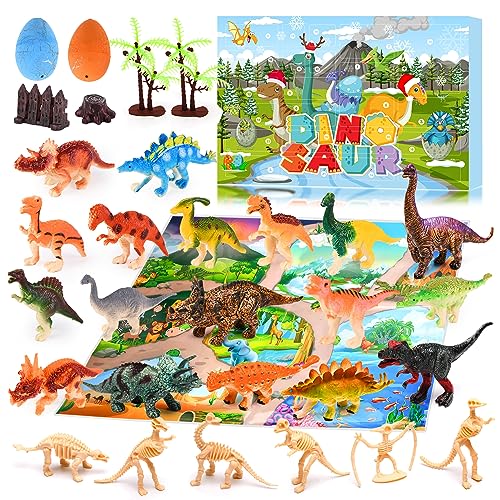 Adventskalender Dinosaurier 2023 Kinder Weihnachtskalender - Dino Figuren Spielzeug Weihnachten Geschenke für Jungen 3-12 Jahre