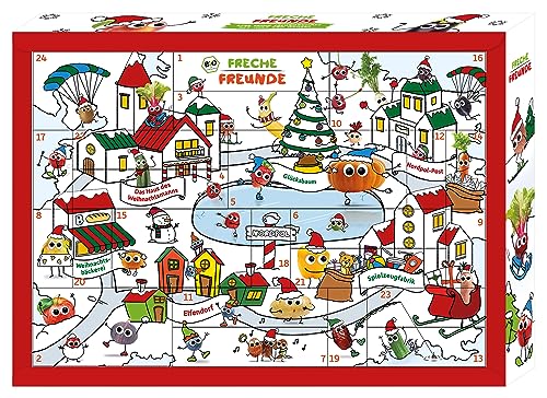 FRECHE FREUNDE Bio Adventskalender für Kids, Weihnachtskalender, enthält 24 Türchen mit Bio Kinder-Snacks und Überraschungen, ideal für Kinder, ohne Zuckerzusätze, glutenfrei & vegan, 1 Stück = 1995g