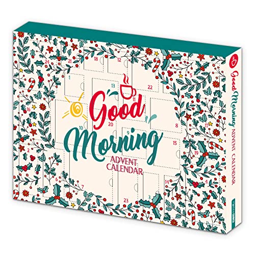 itenga Adventskalender 2023 - Guten Morgen Kalender mit Frühstücksartikeln z.B. Marmelade Honig Tee Cappuccino Kuchen (Motiv GOOD Morning)