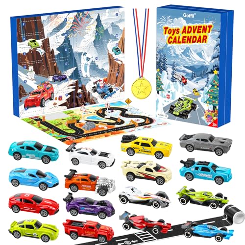 Adventskalender 2024, Kinder Zurückziehen Autos Spielzeug, Sportwagen Rallye-Auto Rennspielzeug, 24 Tage Weihnachtskalender Geschenk für 3-12 Jahre alt Jungen Mädchen